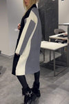 Women's Casual Lapel Contrast Color Long Jacket