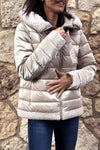 Women's casual glossy hooded short cotton coat