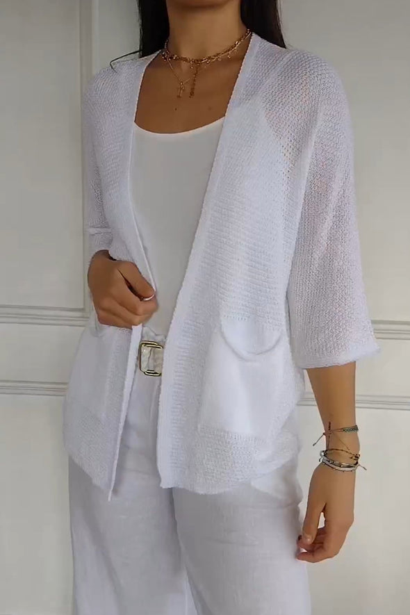 Women's casual solid color knitted cardigan