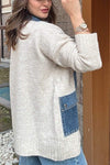 Women's Casual Lapel Knitted Patchwork Denim Jacket