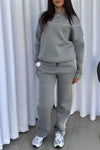 Women's High Collar Long Sleeve Spliced sweatshirt Two Piece Set