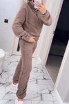 Women's casual sports zipper half open collar plush suit