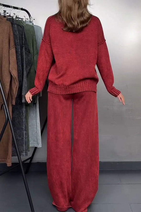 Women's Turtleneck Sweater and Trousers Two-piece Set