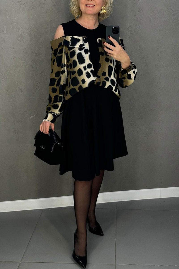 Women's Casual Round Neck Leopard Printed Dress