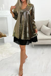 Ladies Casual Elegant V Neck Sequin Dress