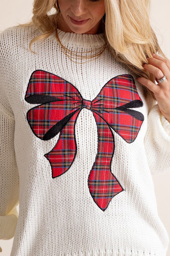 Women's Christmas Knitted Bow Sweater