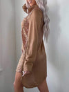 Women's Lapel Long Sleeve Shirt Dress