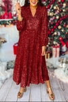 Women's Casual Solid Color V-Neck Sequin Dress