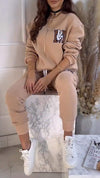 Women's Round Neck Printed Sweatshirt and Trousers Two-piece Set