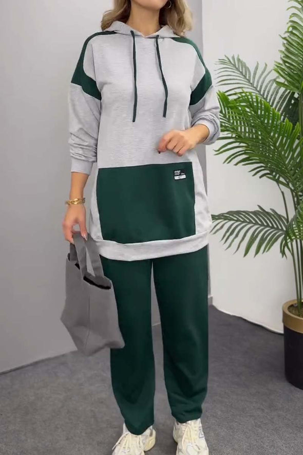 Women's Casual Contrast Color Sports Suit