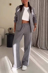 Women's Casual Round Neck Contrast Color Two Piece Suit