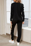 Ladies Casual Contrast Color V-neck Suit