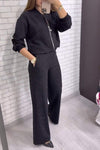 Women's Casual Round Neck Zipper Shiny Two-piece Suit