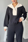 Women's Navy Contrast Sweatshirt Set