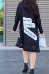 Ladies Casual Letter Print Long Coat