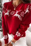 Women's Christmas Elk Jacquard Knitted Sweater