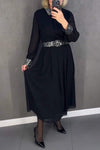 Women's Casual Lapel Long Sleeve Shiny Dress