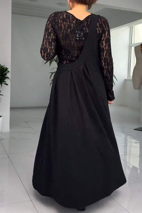 Women's Round Neck Long Sleeve Hollow Dress