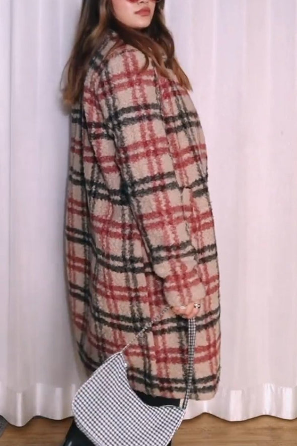 Woman Contrasting Plaid With Elegant Coats