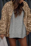 Women's Casual Solid Color Sequined Jacket