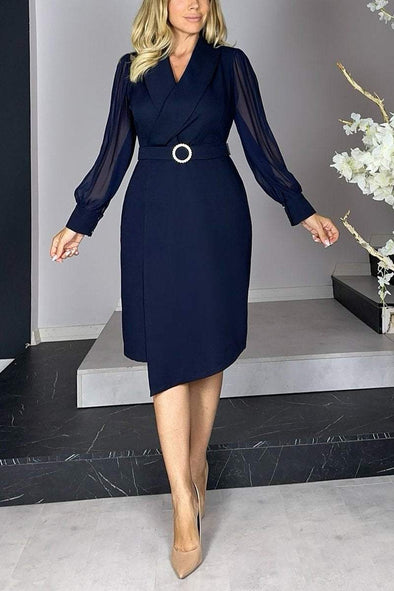 Women's Casual Lapel Mid-length Dress