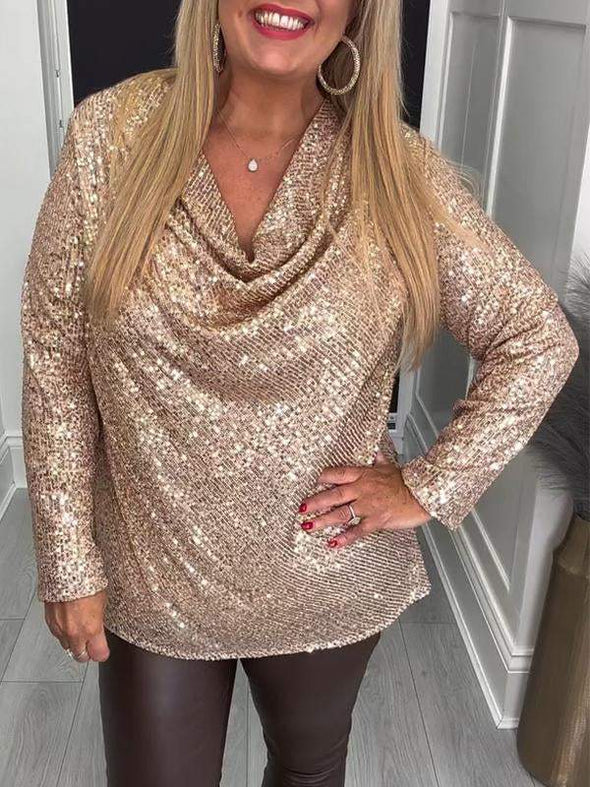 Women's V-neck Sequined Casual Top