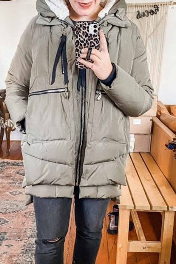 Women's zipper hooded down jacket