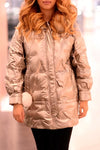 Women's Casual Metallic Warm Large Fur Collar Hooded Jacket