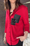 Women's Sequin Button Down Shirt