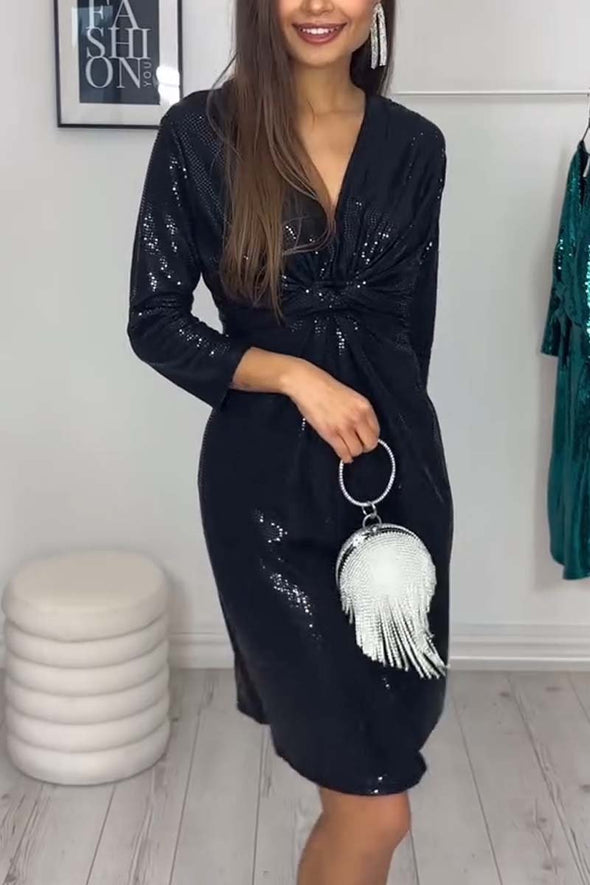 Women's Fashionable Glossy Twist Dress