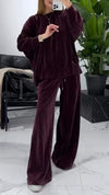 Women's Round Neck Solid Color Sweatshirt and Trousers Two-piece Set