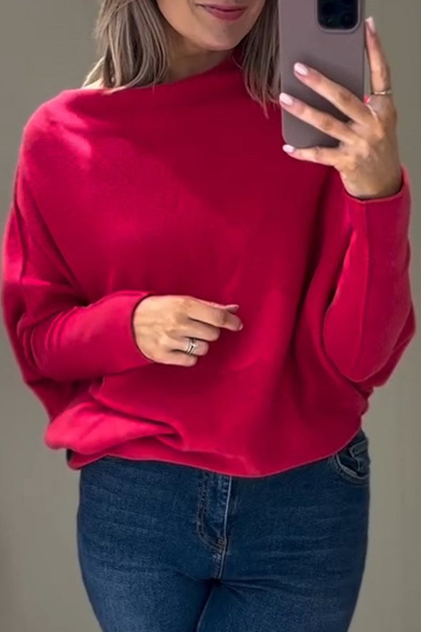 Women's High Collar Long Sleeve Casual Knitted Top