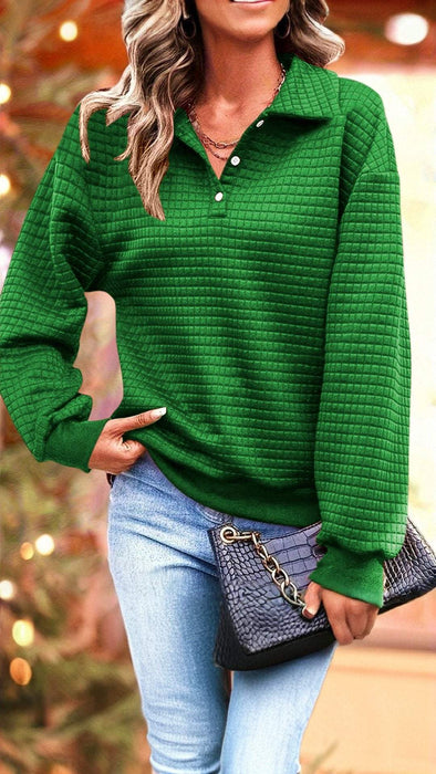 Women's Casual Lapel Long Sleeve Top