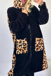 Women's leopard print patchwork hooded jacket