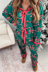 Women's Lapel Long Sleeve Christmas Home Clothes