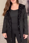 Women's Fashion Hooded Sequined Reversible Jacket