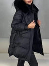 Women's Solid Color Fur Collar Cotton Coat