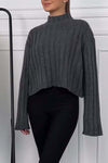 Women's Casual Wide Stripe Solid Color Short Sweater