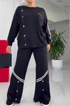 Ladies Casual Slant Placket Button Design Suit