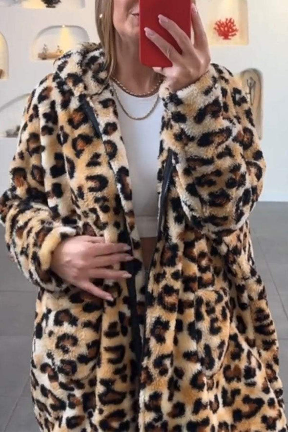 Women's Casual Leopard Print Long Sleeve Jacket