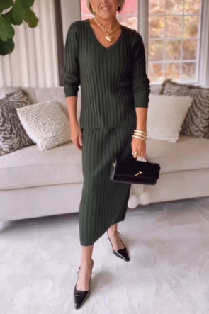 Women's casual solid color skirt suit