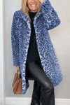 Women's Fashionable Leopard Lapel Faux Fur Winter Mid-Length Coat