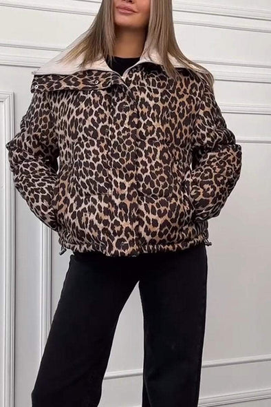 Woman  Retro Leopard Print Warm Thick Coat