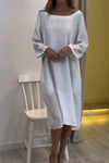 Women's Casual Solid Color Cotton Linen Long Sleeve Dress