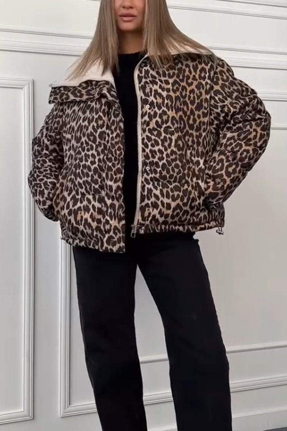 Woman  Retro Leopard Print Warm Thick Coat