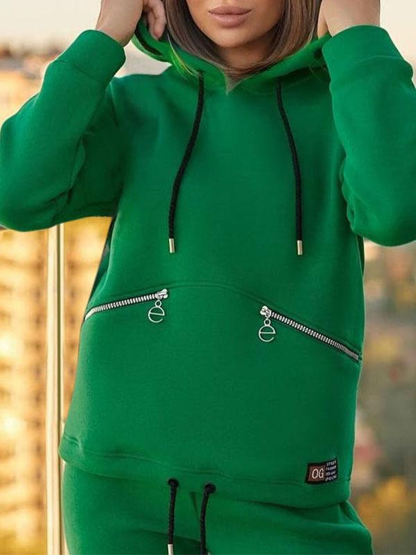 Women's Patchwork Long-sleeved Hoodies Two-piece Set