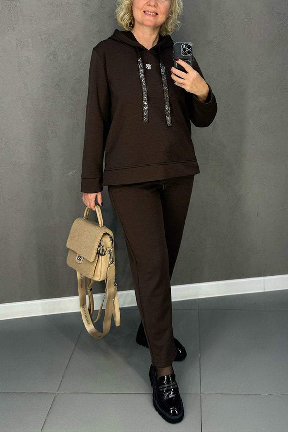 Women's Casual Hooded Sweatshirt Two Piece Set