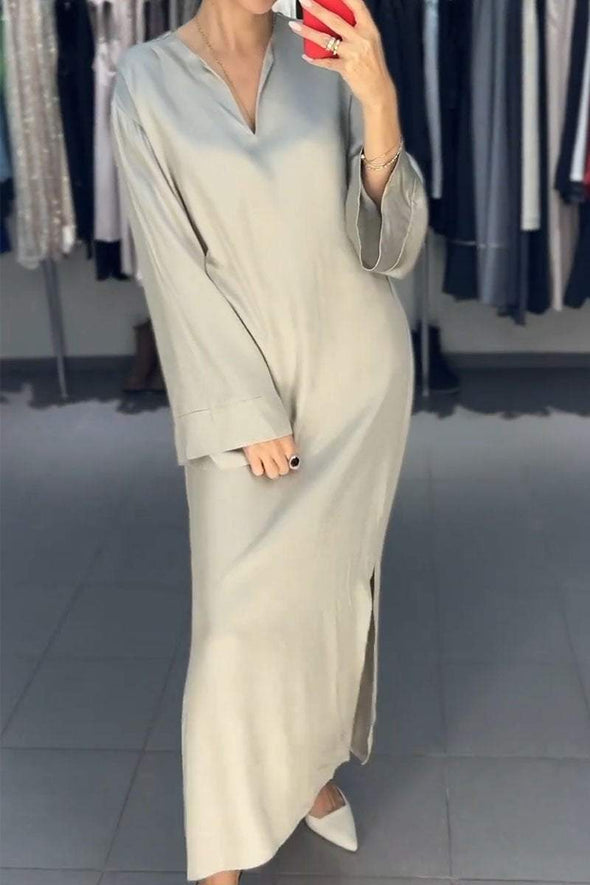 Women's Solid Color Casual Long Sleeve Dress