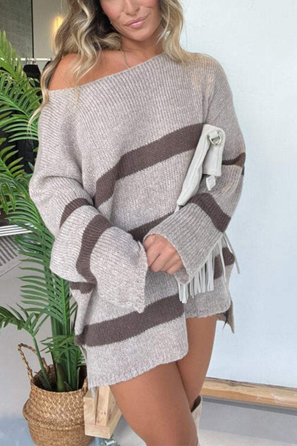 Women's Casual Long Sleeve Striped Sweater