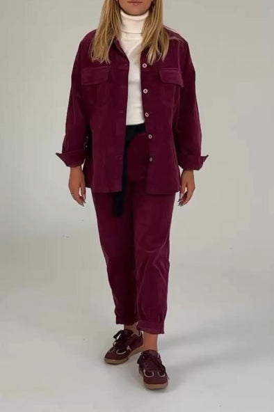 Women's Solid Color Casual Corduroy Suit